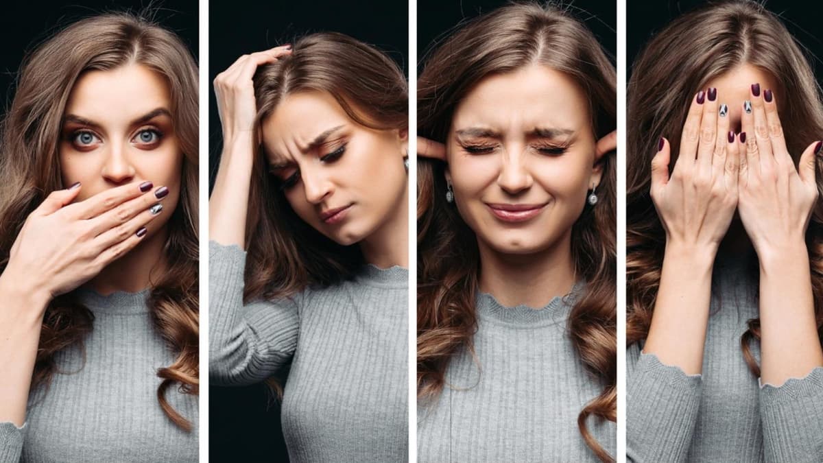 Eine Frau zeigt verschiedene Emotionen