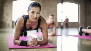 Workout Frau macht Liegestütz