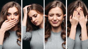 Eine Frau zeigt verschiedene Emotionen