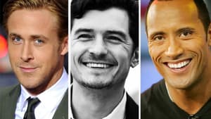 Ryan Gosling, Orlando Bloom, Dwayne Johnson lächeln