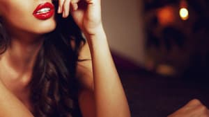 Frau rote Lippen