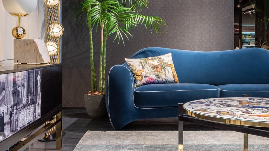 Sofa blau Wohnzimmer