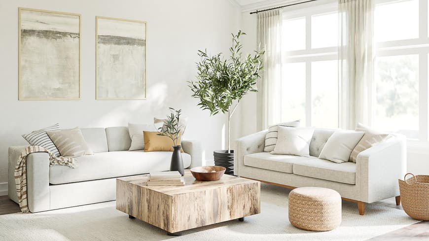 Wohnzimmer in Cremetönen