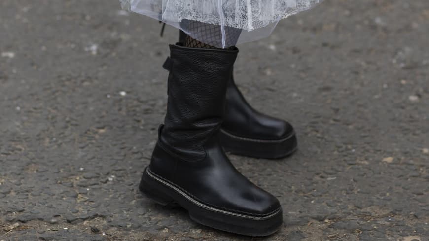 London Fashion Week Streetstyle schwarze Boots