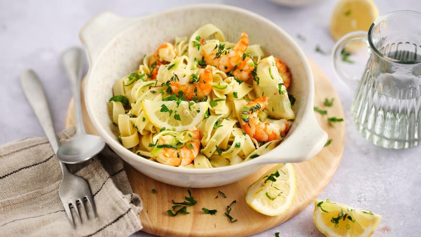 Rezept Tagliatelle mit Garnelen und Zitrone