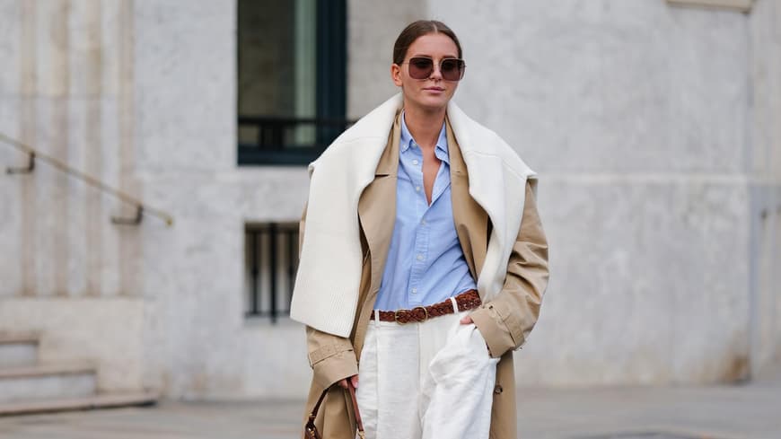 Frau trägt Layering Look