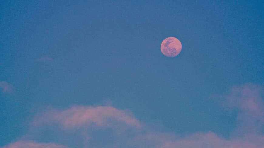 pinker Vollmond am Himmel