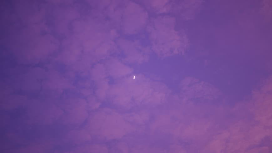 Lila Himmel mit Halbmond