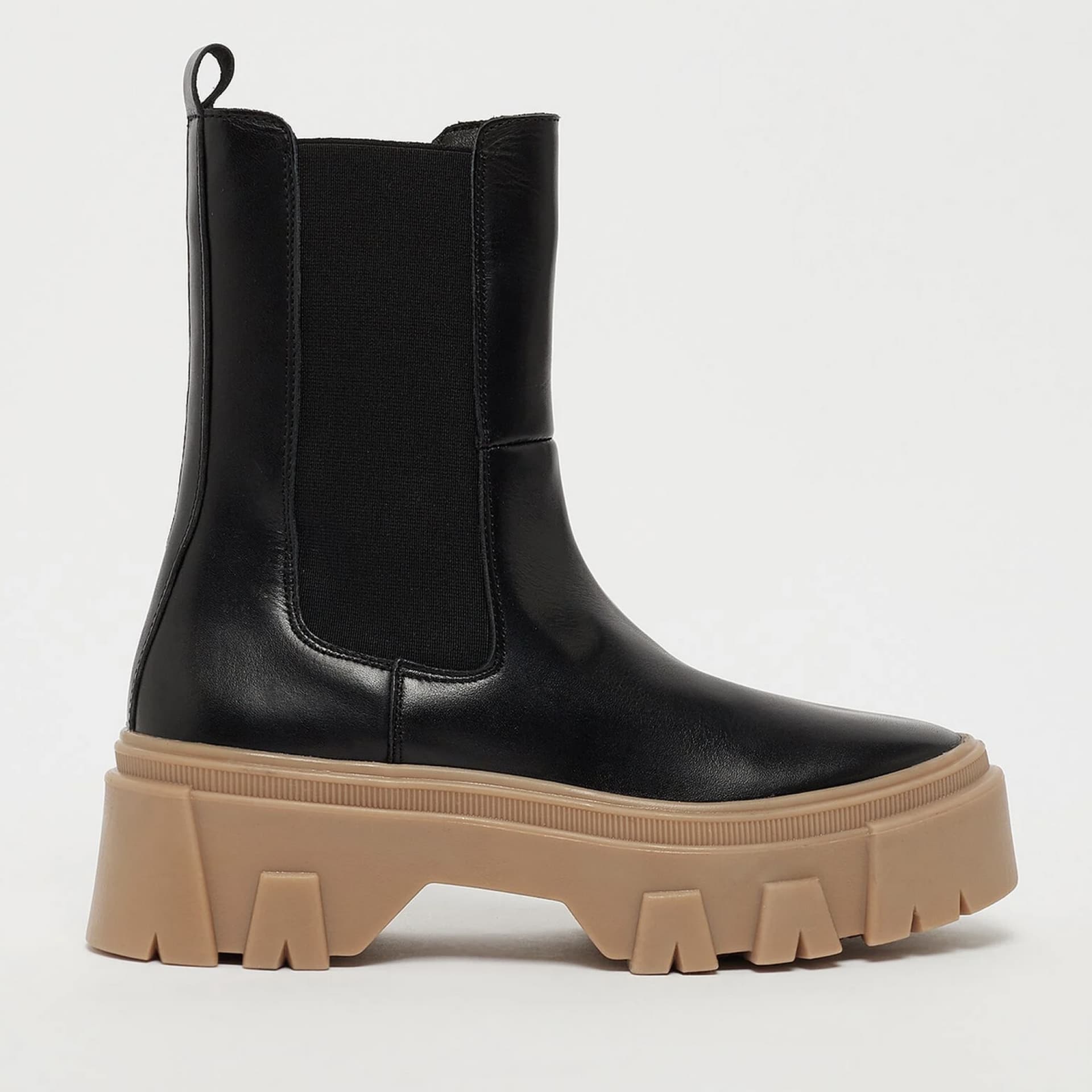schwarze klobige Stiefel von Onygo Chelsea Boots mit brauner Sohle