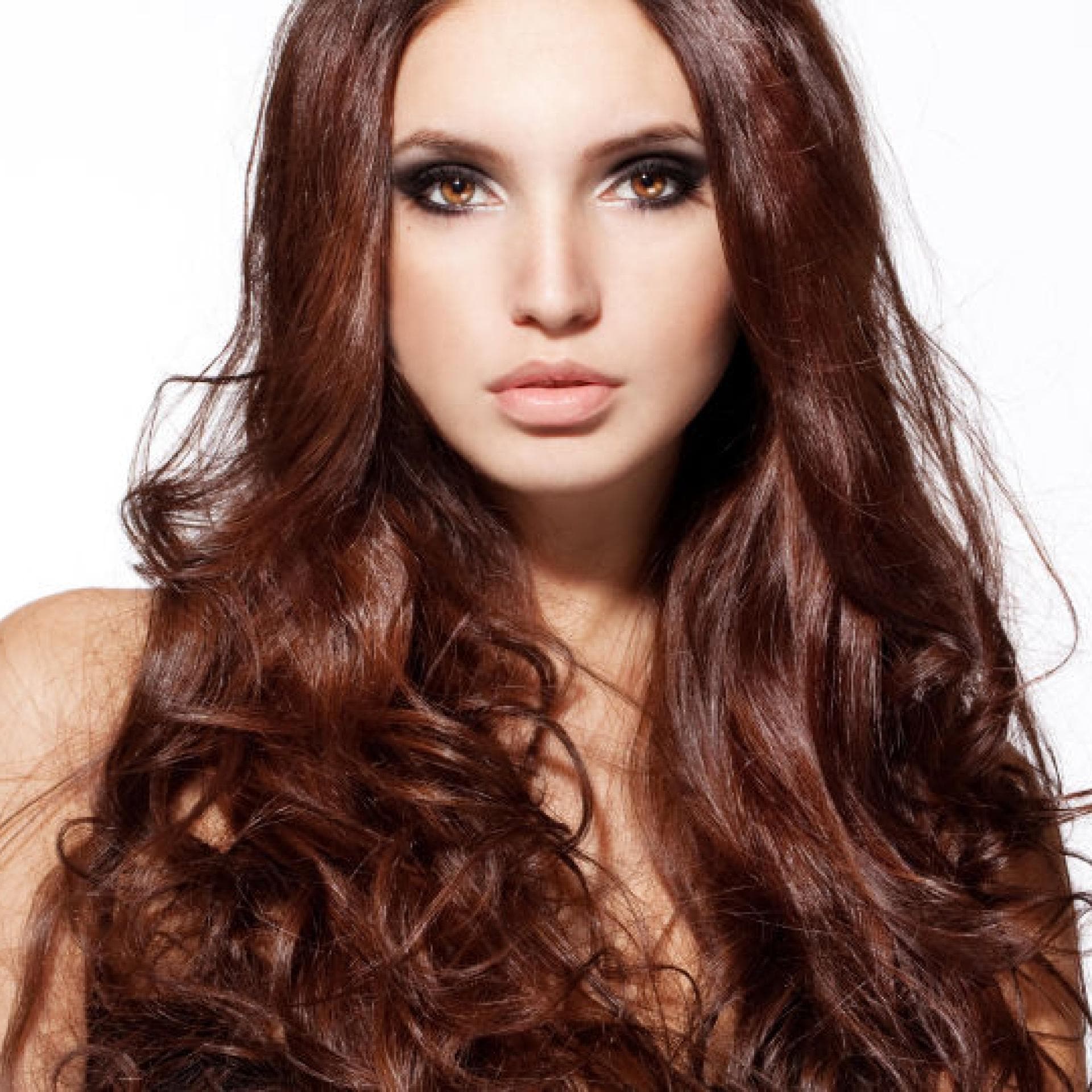 Frau, braune lange Haare
