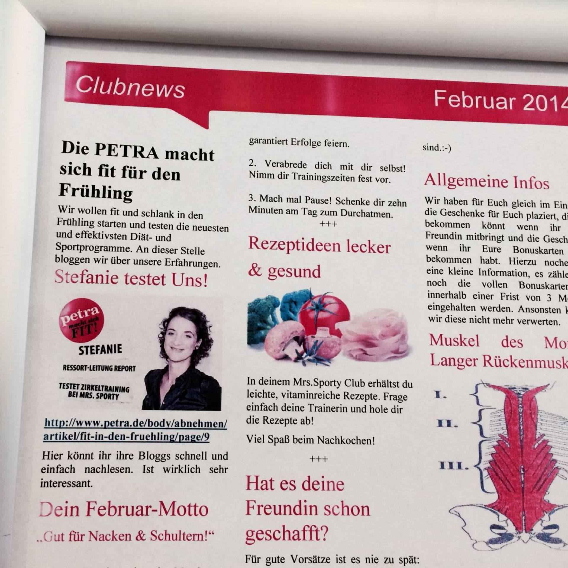 Stefanie im Mrs. Sporty Club Newsletter Stefanie im Mrs. Sporty Club Newsletter