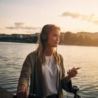 Frau trägt Kopfhörer