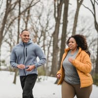 Sport im Winter Mann und Frau machen Sport im Winter