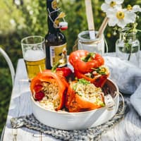 Gefüllte Paprikaschoten mit Gorgonzola vom Grill
