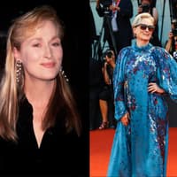 Meryl Streep von früher bis heute mit unterschiedlichen Looks im Alter.