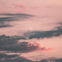 Zwei Sternzeichen erwarten jetzt eine lebensverändernde Nachricht. Rosa Himmel mit Mond und Wolken