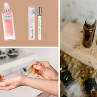 Parfum Roll-ons sind perfekt für unterwegs. Verschiedene Parfum Roll-ons in einer Collage.