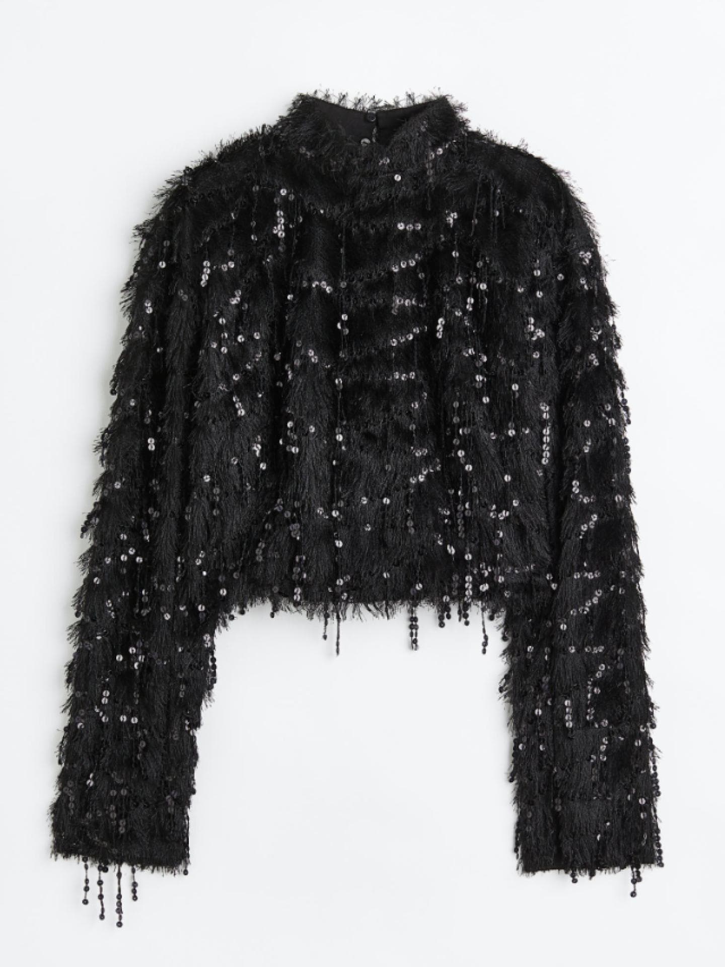 H&M Paillettenshirt schwarz