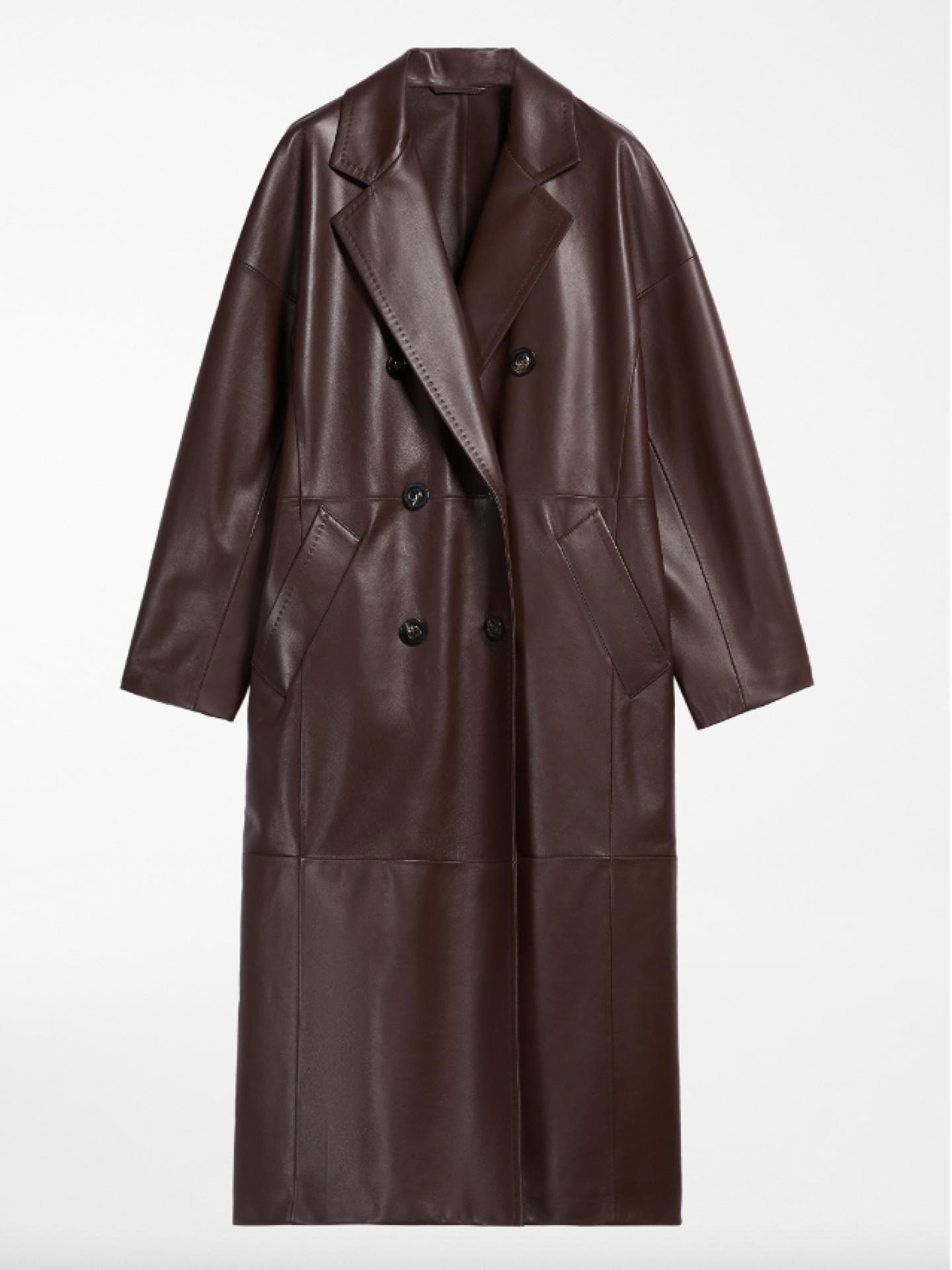 Brauner Mantel aus Leder von Max Mara