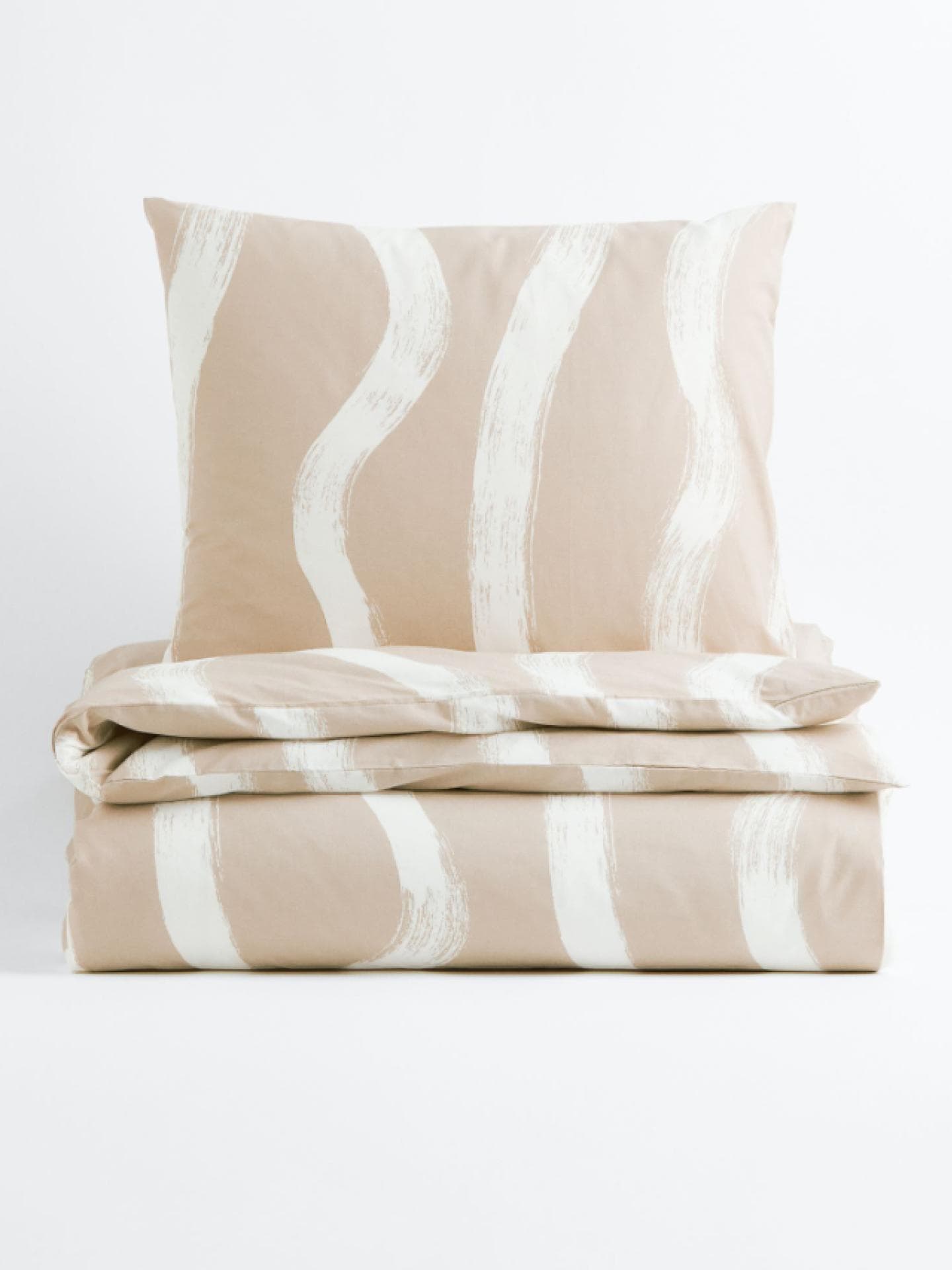 Bettwäsche beige-weiß H&M