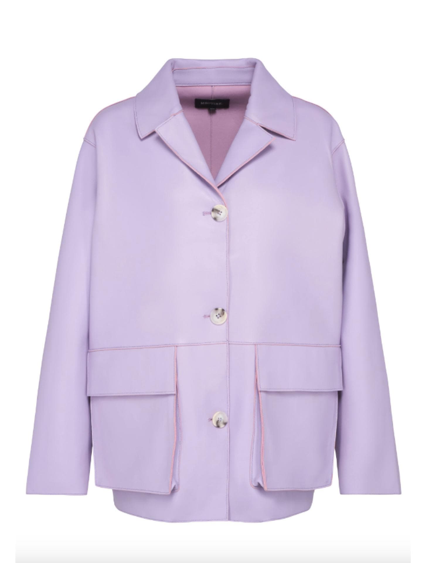 Fliederfarbene Lederjacke