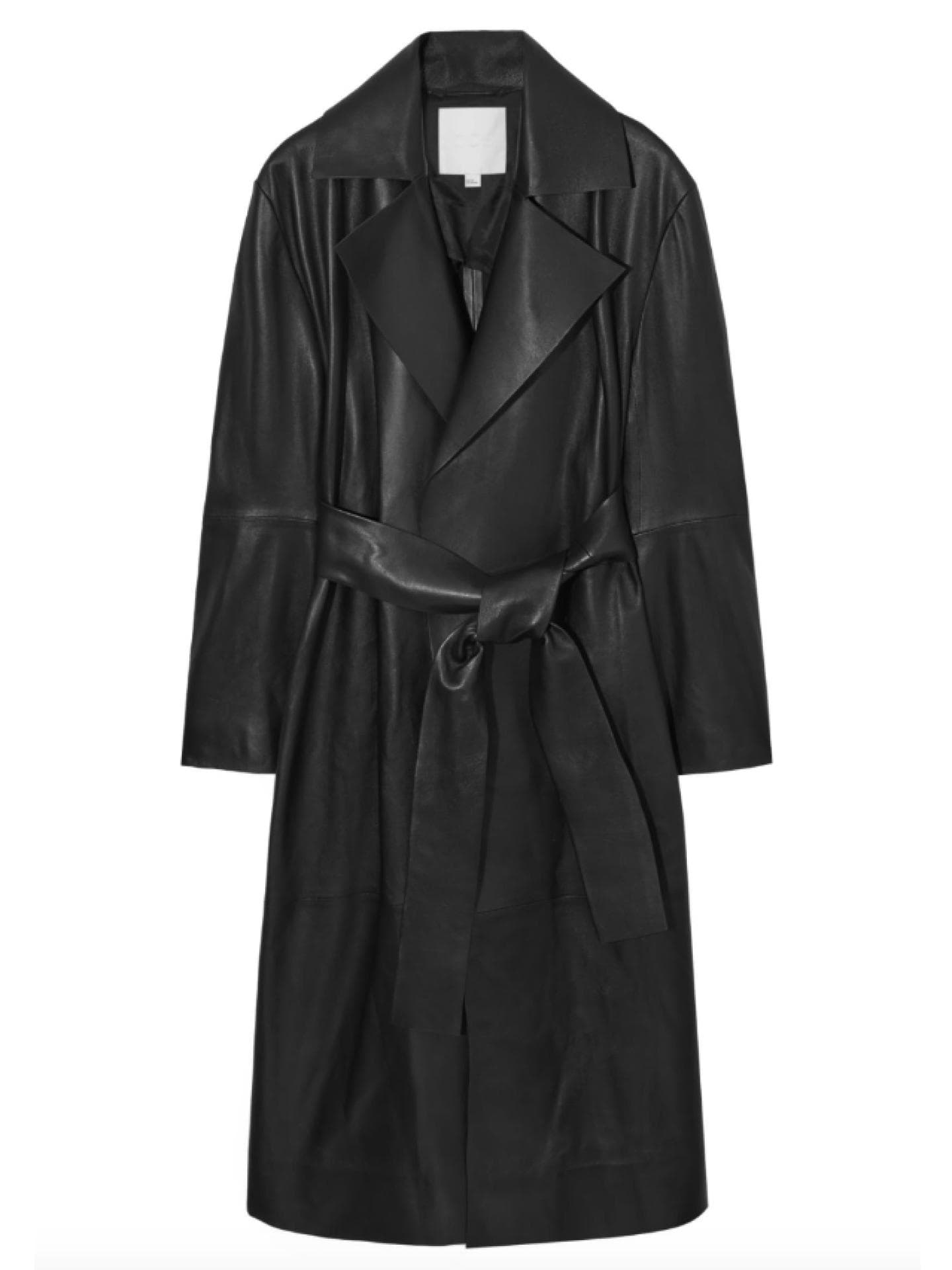 Schwarzer Leder-Trenchcoat von Cos