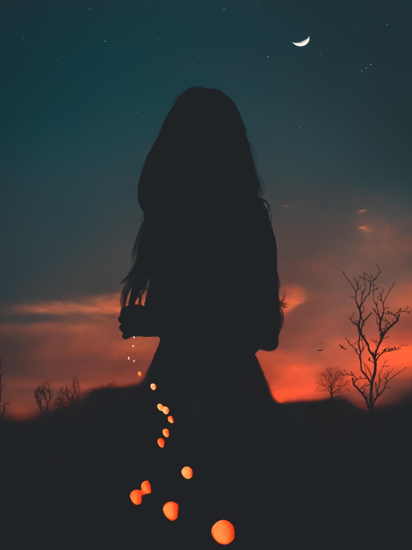 Frau und Mond
