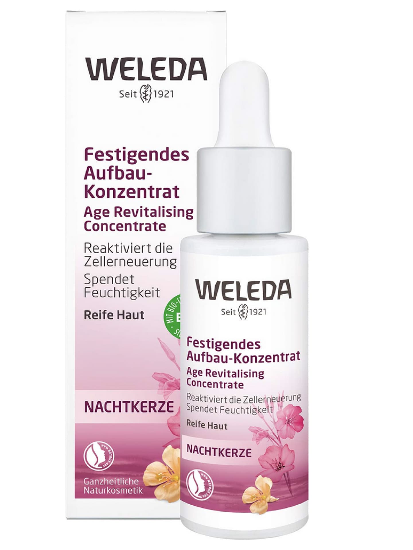 WELEDA Bio Nachtkerze Festigendes Aufbau-Konzentrat - strukturierendes Naturkosmetik Feuchtigkeits Serum, reaktiviert die Zellerneuerung, Intensiv-Pflege zur Minderung von Falten