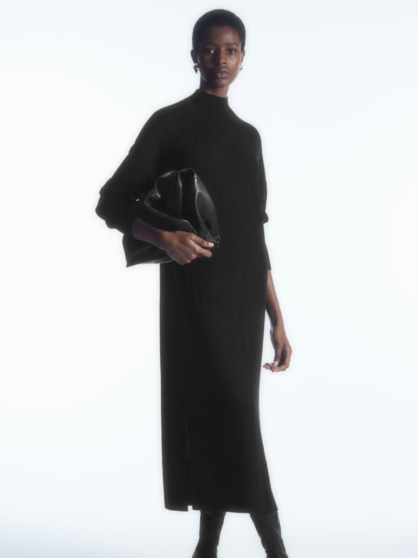 Rollkragen Maxi-Kleid