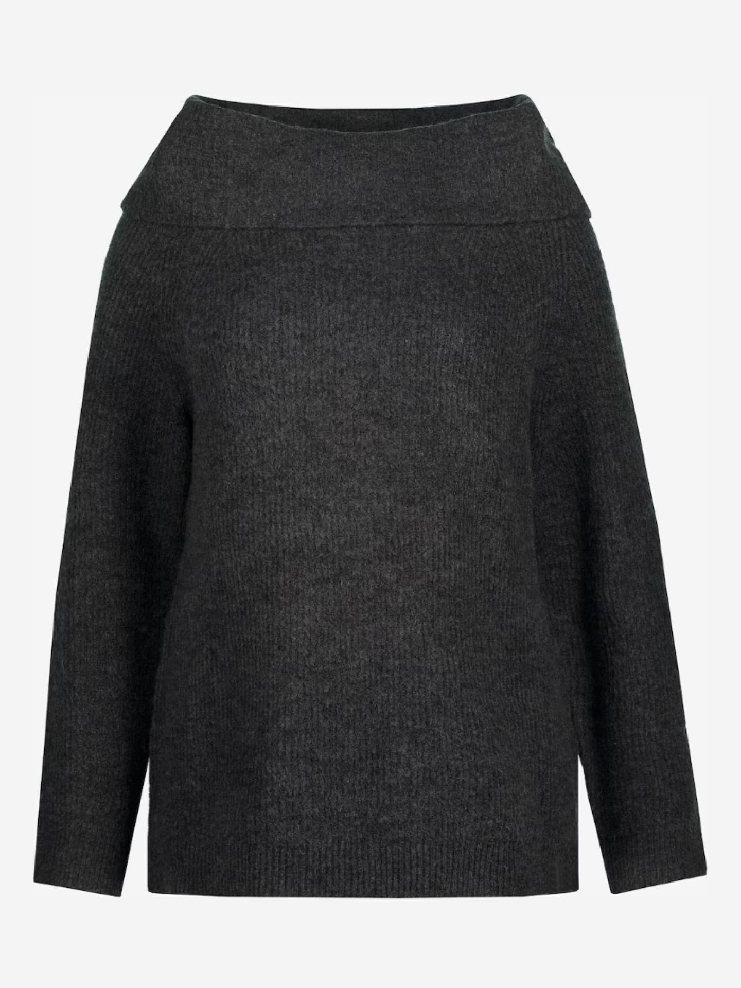 Grauer Off-Shoulder-Pullover
