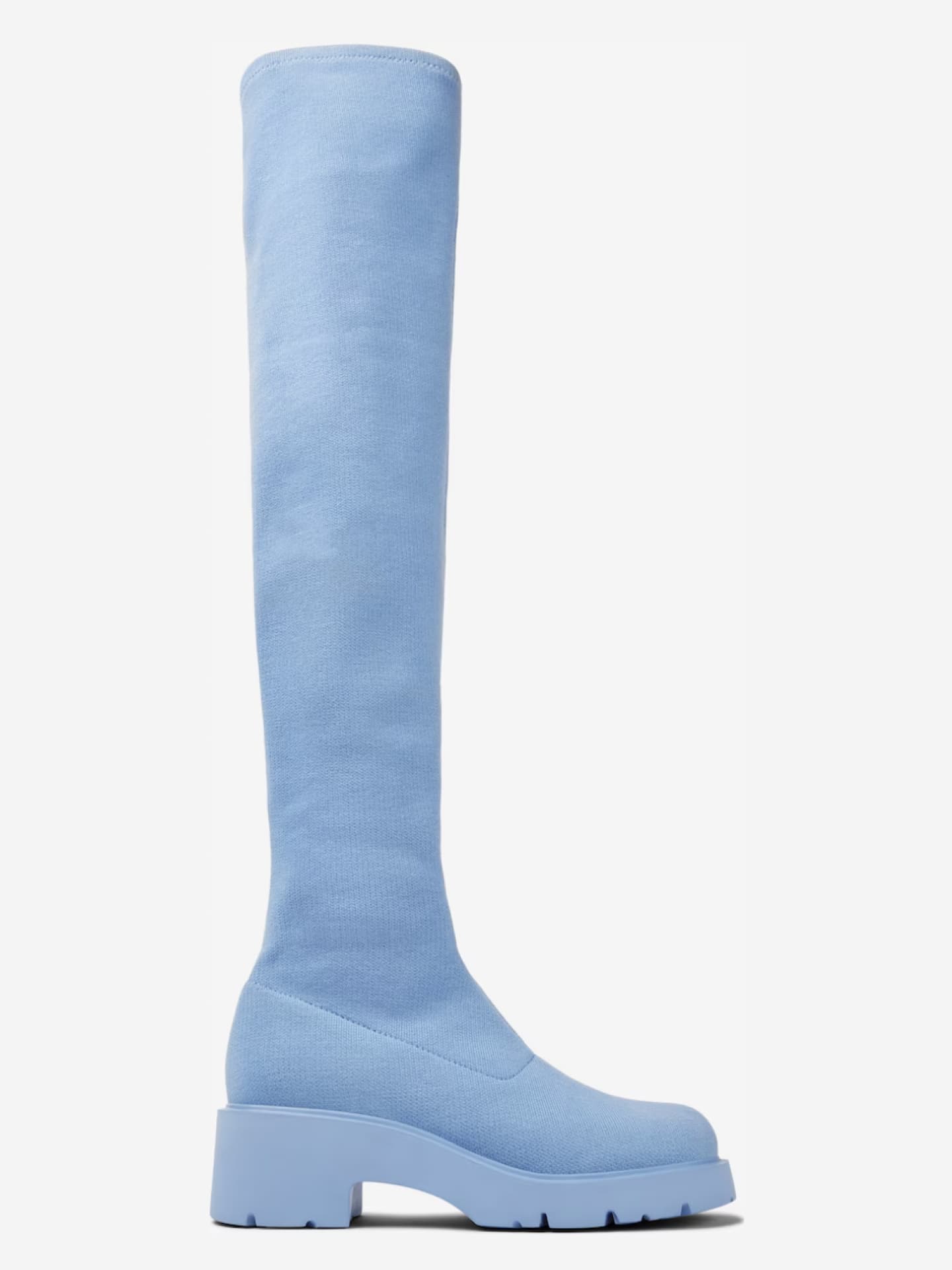 Hellblauer kniehoher Damenstiefel aus Recycling-PET Camper