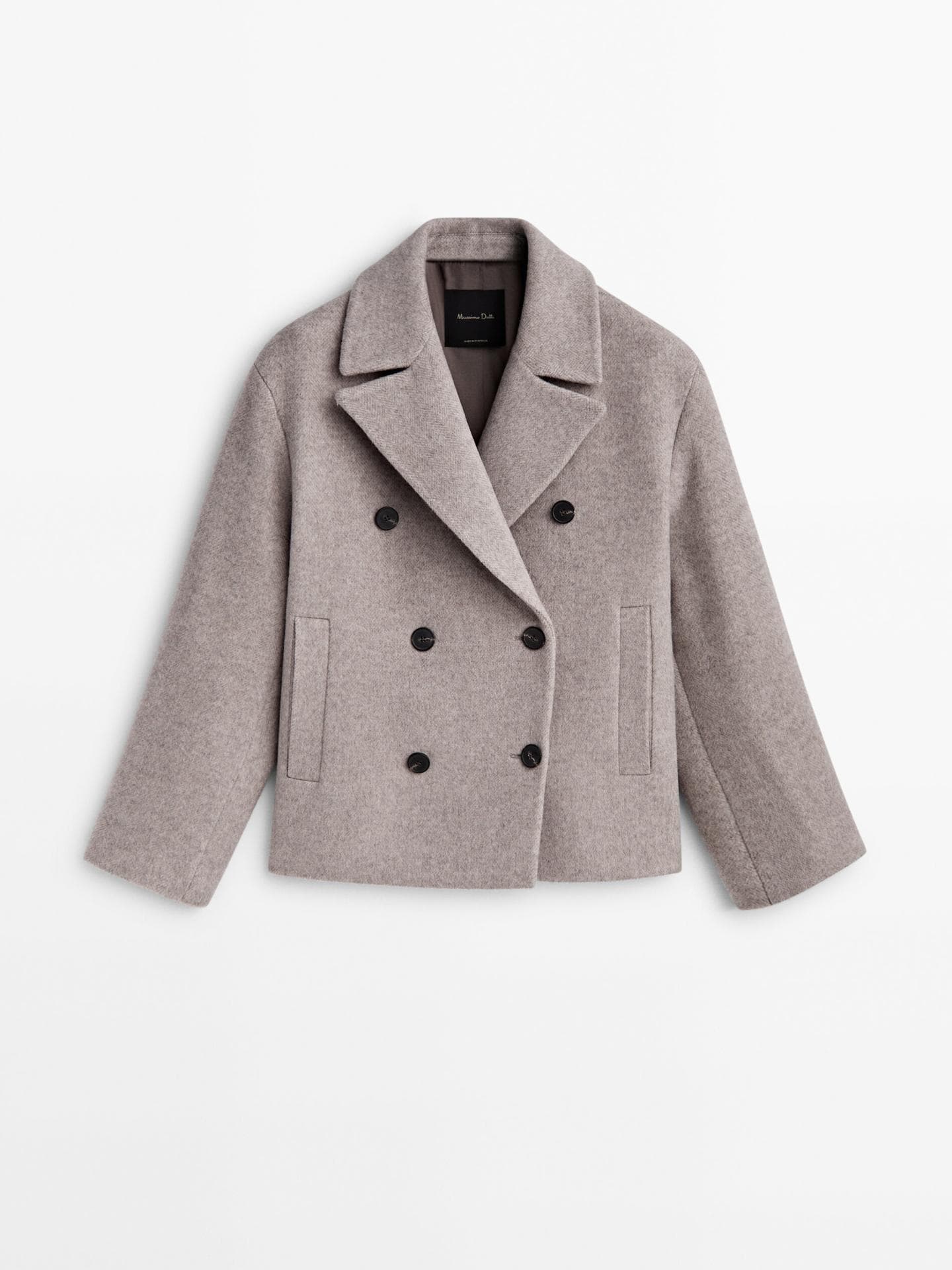 Jacke in 3/4-Länge aus grauem Serge massimo dutti