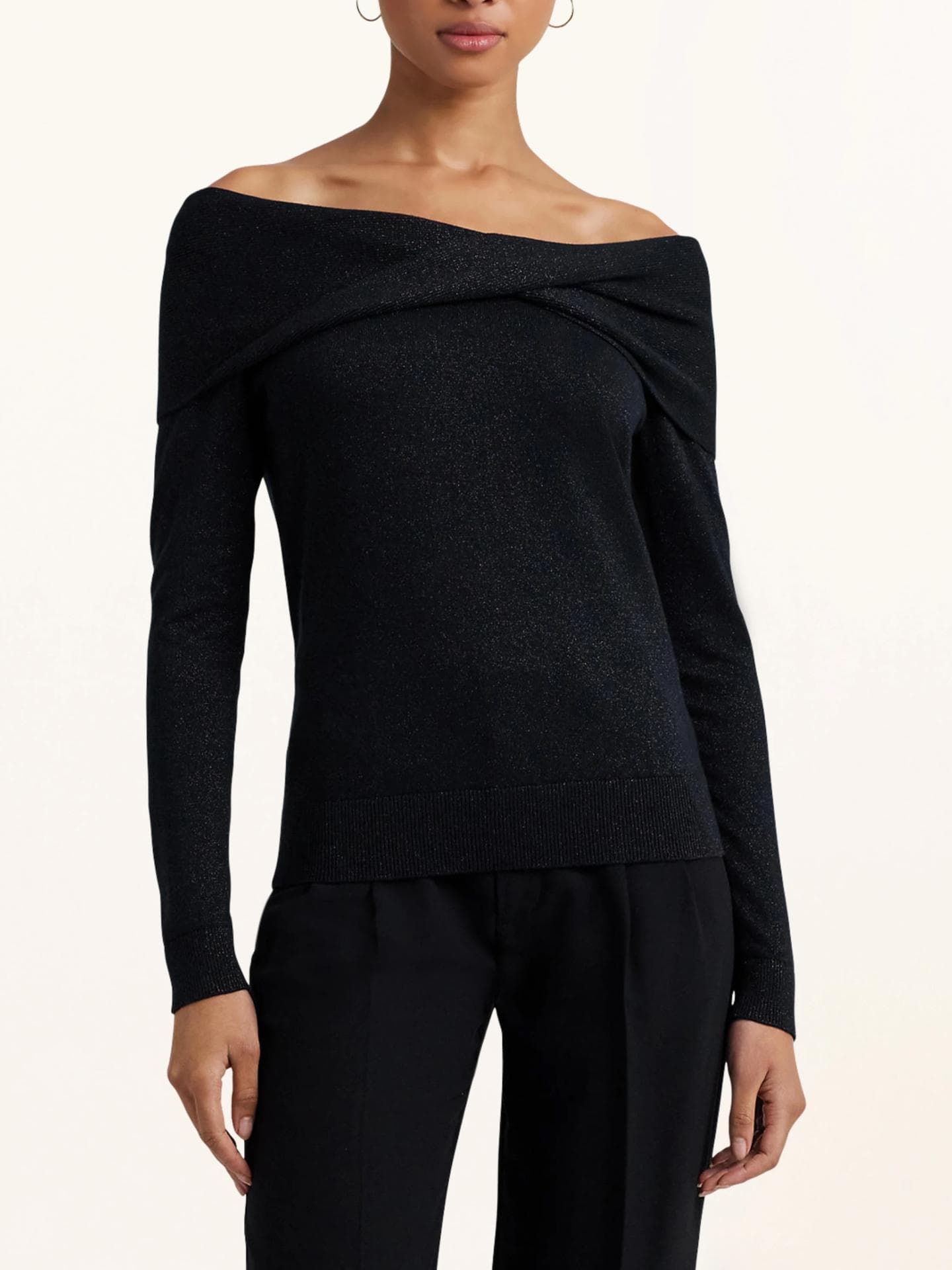 Glitzernder Off-Shoulder-Pullover