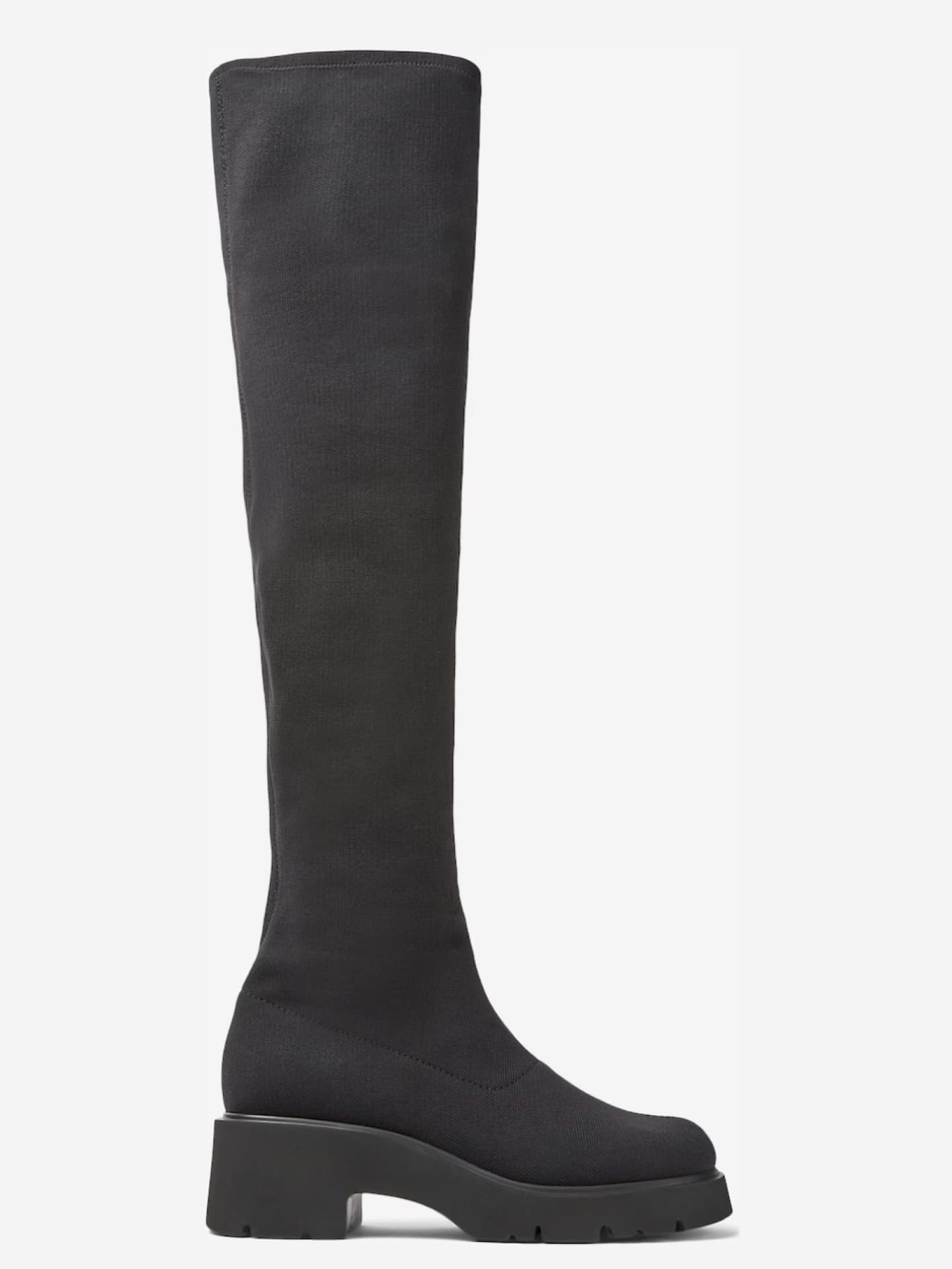 Schwarzer kniehoher Damenstiefel aus Recycling-PET Camper