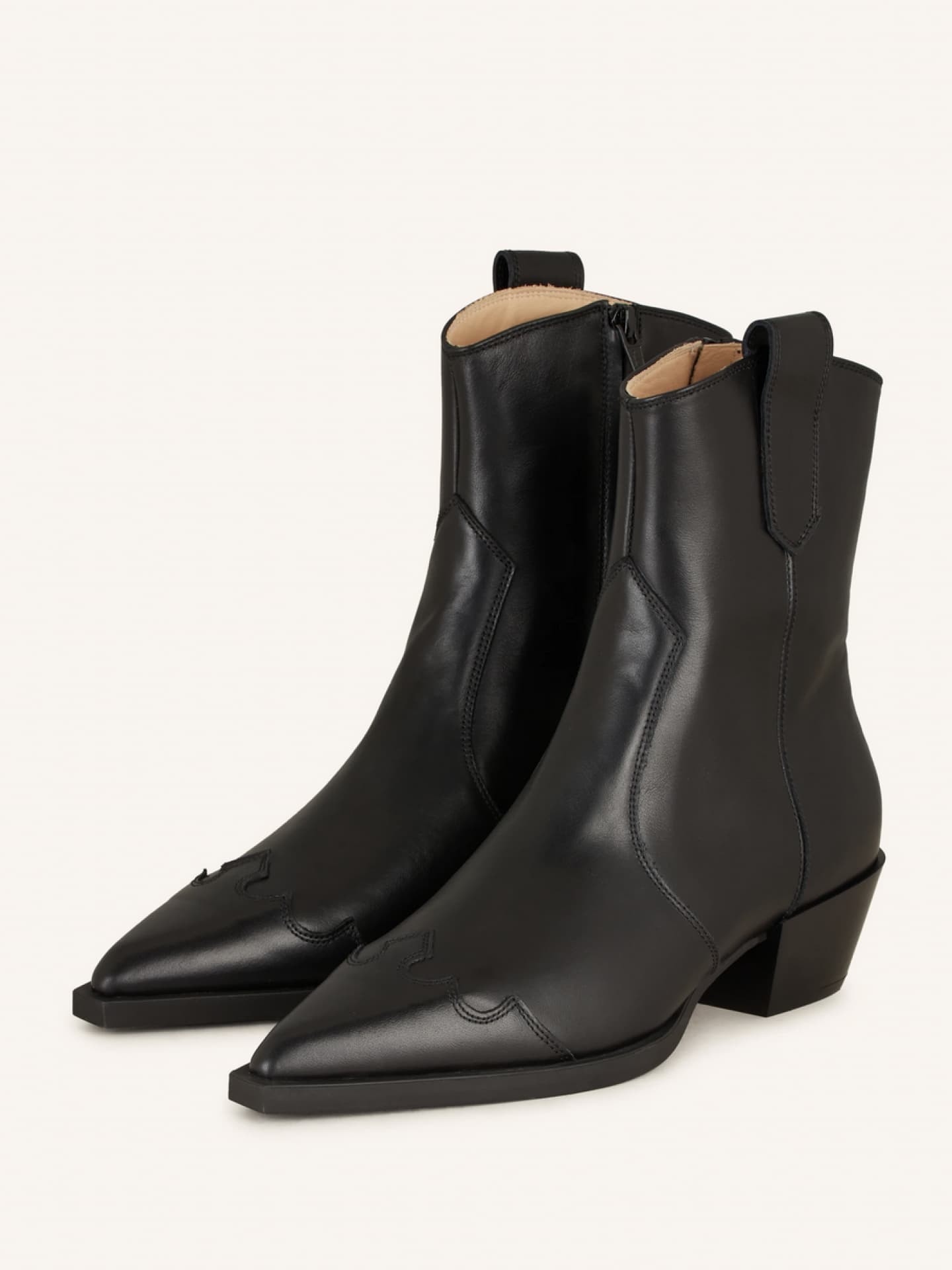 Cowboy Stiefeletten von Copenhagen in Schwarz aus Leder Ankle Boot