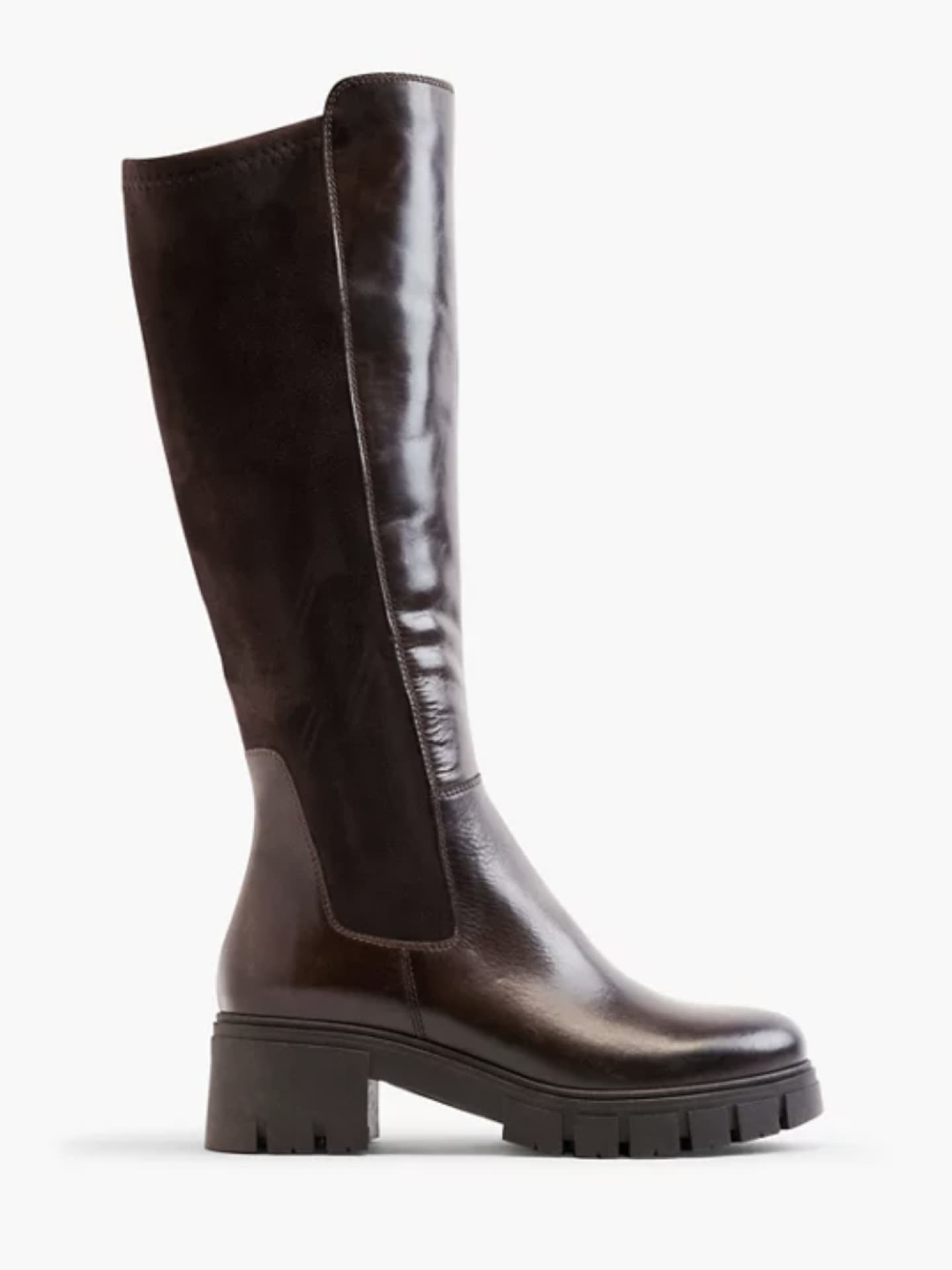 dunkelbrauner Reitstiefel mit Blockabsatz von Deichmann