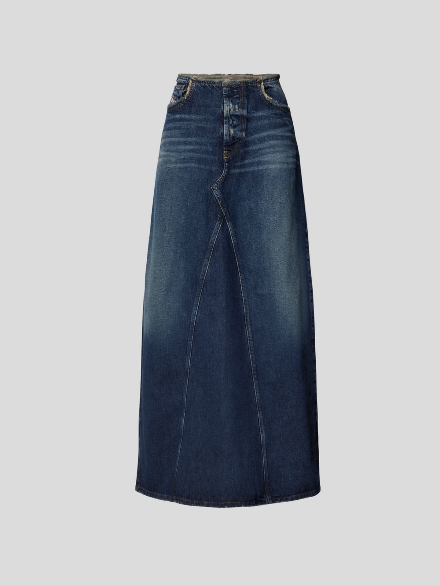 Jeansrock von Diesel in Dunkelblau aus reiner Baumwolle und mit Maxilänge Jeansrock von Diesel in Dunkelblau aus reiner Baumwolle und mit Maxilänge