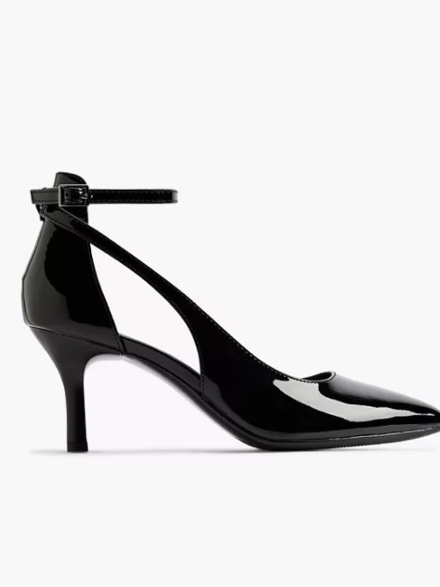 schwarze Lack-Pumps mit spitzer Zehenpartie von Deichmann