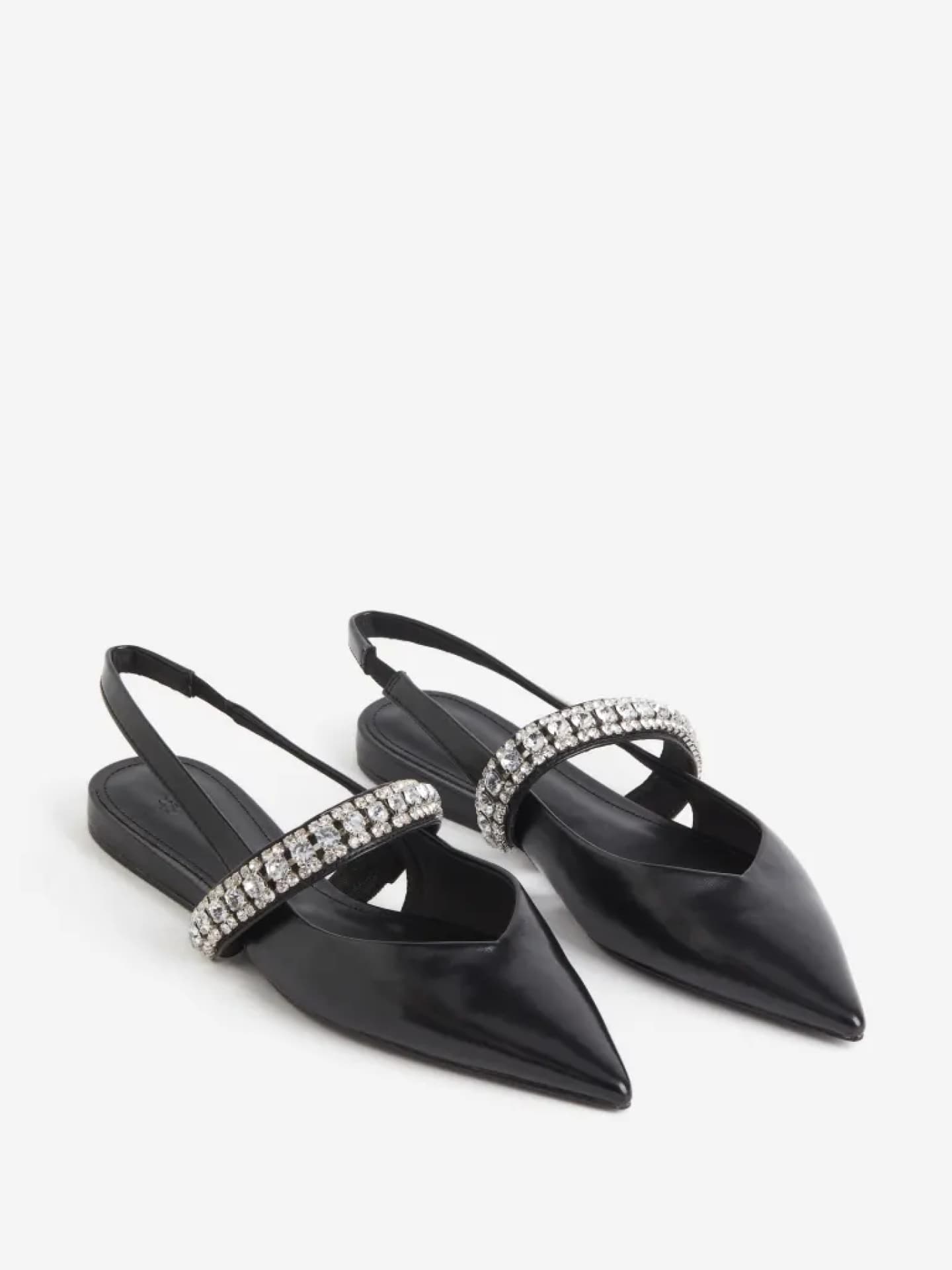 Schwarze Strass-Ballerinas