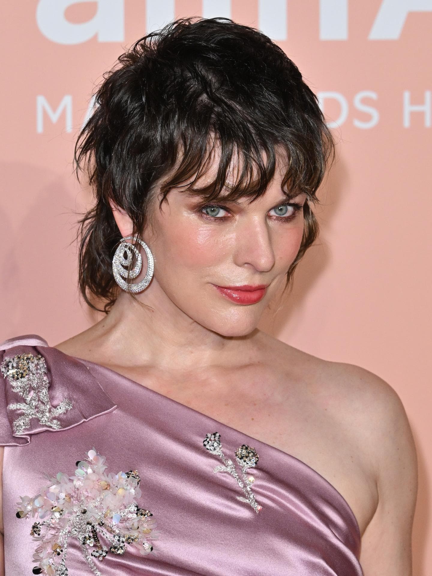 Rotes Rouge ist aktuell angesagter denn je. Milla Jovovich trägt rotes Rouge und roten Lippenstift.
