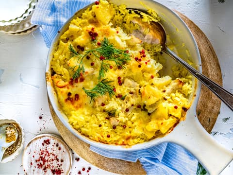 Günstiges Rezept Reisauflauf mit Putencurry