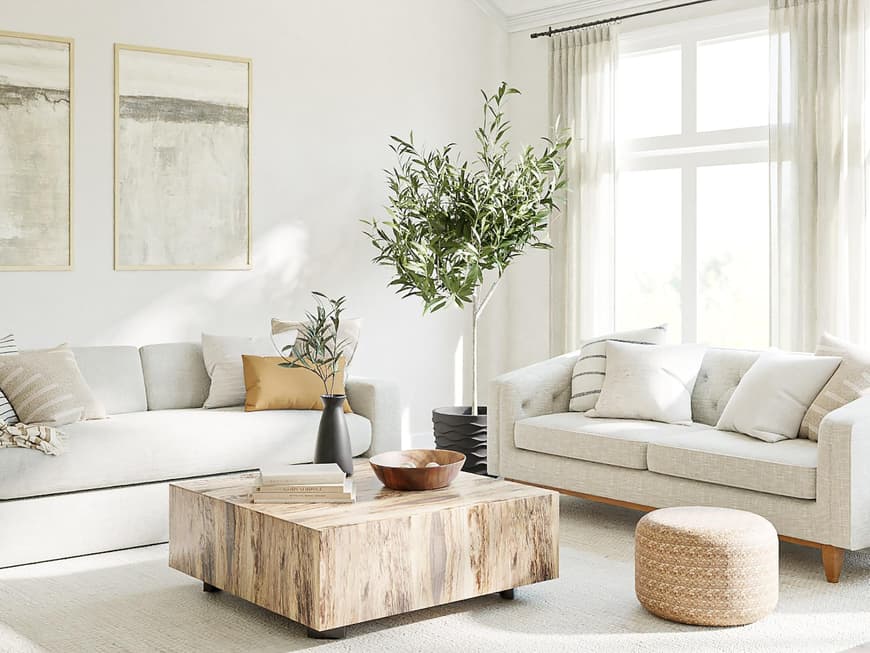 Wohnzimmer in Cremetönen