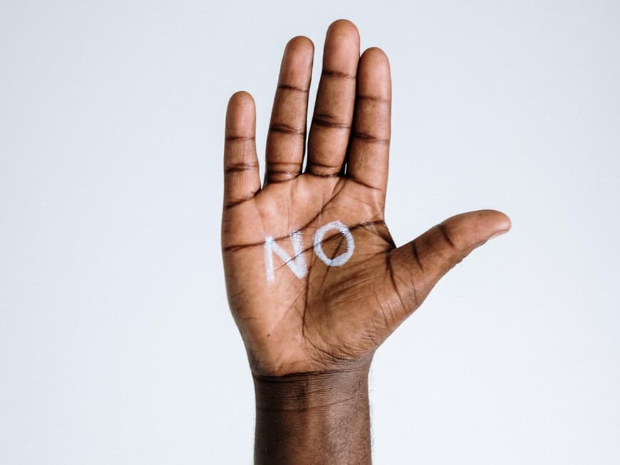 Nein sagen Hand mit "No"