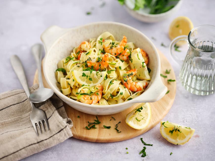 Rezept Tagliatelle mit Garnelen und Zitrone