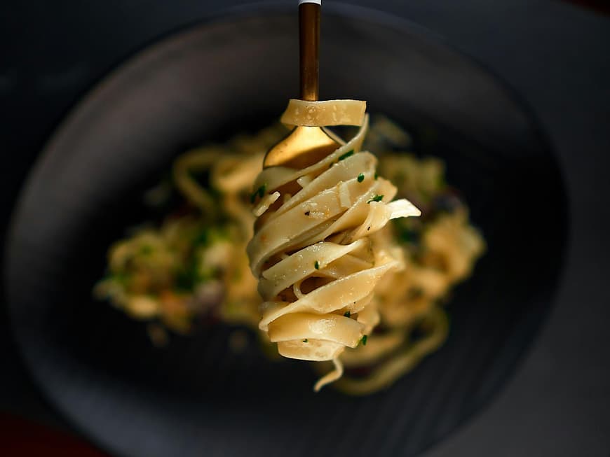 Pasta auf Gabel