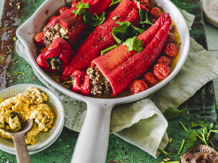 Gefüllte Spitzpaprika mit Hirtenkäse