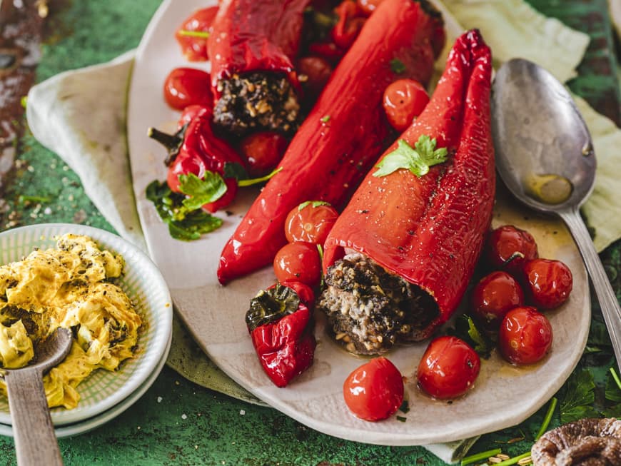 Gefüllte Spitzpaprika mit Hirtenkäse
