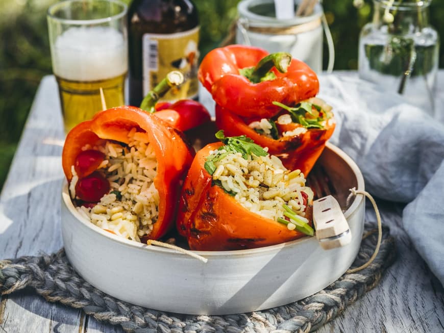Gefüllte Paprikaschoten mit Gorgonzola vom Grill