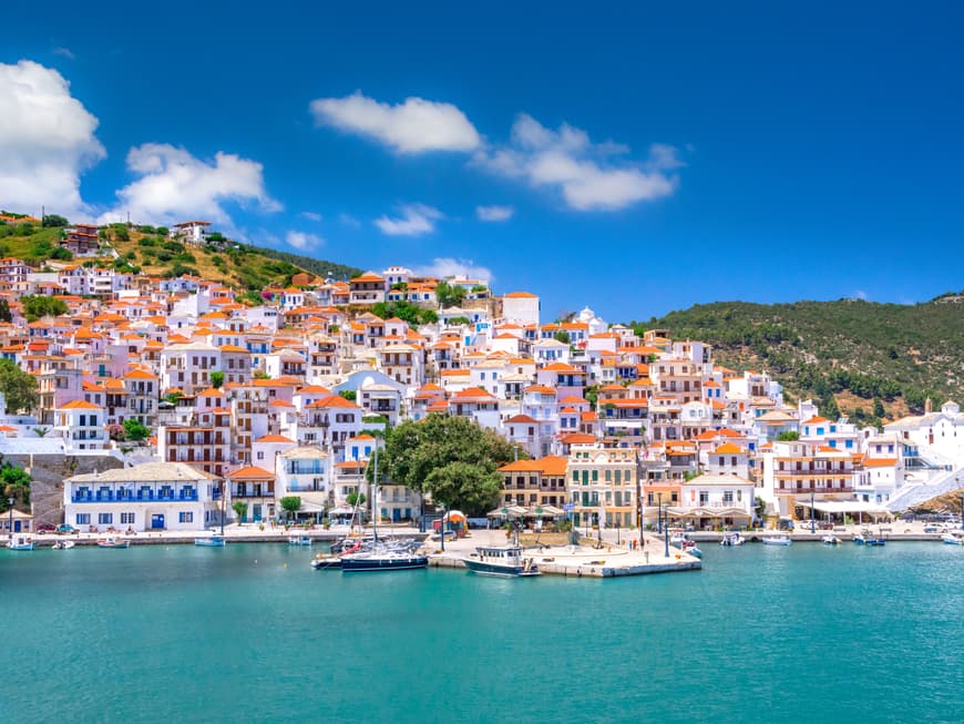 Skopelos Häuserfront